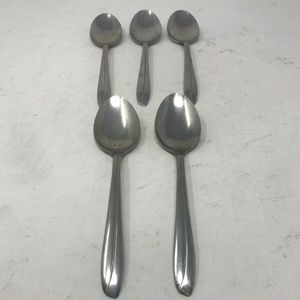 5 Vintage American Flair Oval Soup Spoons